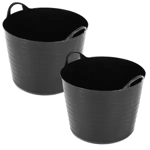 5x 40 Litres Strong Large Flexi Storage Tub Rubble Container With Handles For Home & Garden