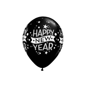 Qualatex Happy New Year Confetti Latex Balloons (Pack Of 25) Multicoloured (One Size)