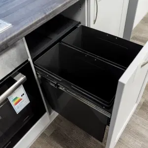 500mm Under Counter Bin Pull Out Kitchen Waste Recycling Cabinet 2x34L Dark Grey