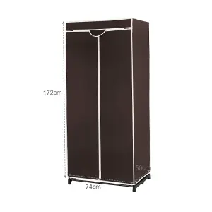 Costway Single Fabric Wardrobe Folding Clothes Closet with Hanging Rail & Zippers