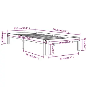 Berkfield Bed Frame White Solid Wood 90x190 cm Single