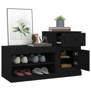 Berkfield Shoe Cabinet Black 100x42x60 cm Engineered Wood