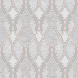 Sublime Ribbon Geometric Rose gold Smooth Wallpaper Sample