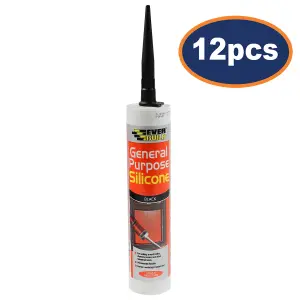 Everbuild 280ml General Purpose Silicone Black Adhesive Sealant Caulk Anti-Mould