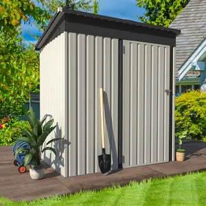 5 Ft. W x 3 Ft. D Metal Lean-To Garden Shed White