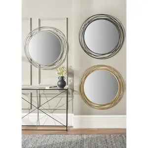 Javin Round Metal Swirl Framed Wall Mounted Accent Mirror Matte Black