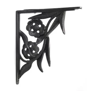 Oakcrafts - Pair of Antique Cast Iron Decorative Flower Shelf Brackets - 200mm x 175mm