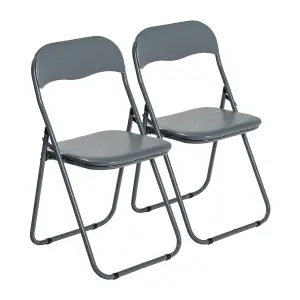 Harbour Housewares - Padded Folding Chairs - Grey - Pack of 2