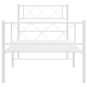 Berkfield Metal Bed Frame with Headboard and Footboard White 100x190 cm