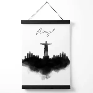 Brazil Watercolour Skyline City Medium Poster with Black Hanger