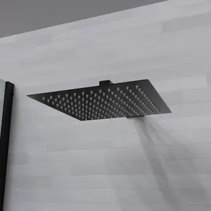 Nes Home 300mm Bathroom Rainfall Square Overhead Shower Slim Head Matte Black