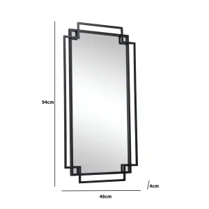 Melody Maison Black Matt Wall Mirror 94cm x 48cm