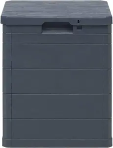 Garden Storage Box, Anthracite 90L Capacity, Durable Plastic with Wood Texture, Indoor Outdoor Usage