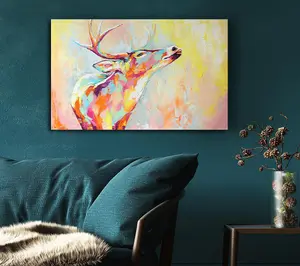 The Stag Looking Ahead Canvas Print Wall Art - Medium 20 x 32 Inches