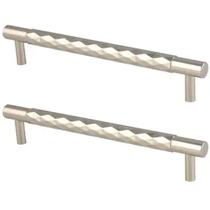 2 PACK - Diamond T Bar Pull Handle - Polished Nickel - 160mm Centres SOLID BRASS Drawer