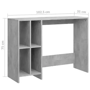 Berkfield Notebook Desk Concrete Grey 102.5x35x75 cm Engineered Wood