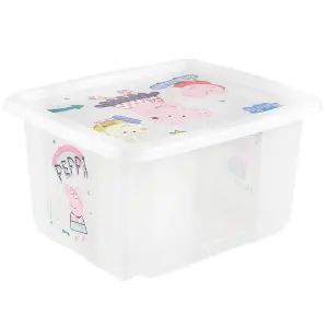 Keeeper Set of 2 Peppa Pig Turn Around Stackable Box 24 Litre with Lid - Natural Transparent