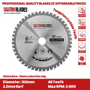 Saxton TCT16048TMB  TCT Circular Blade 160mm x 48T Metal Cutting