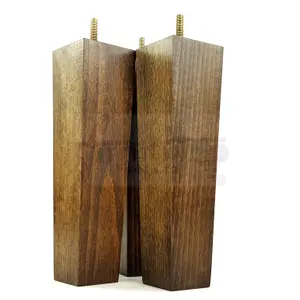 4 Wooden Furniture Legs M8 240mm High Dark Walnut Wash Replacement Square Tapered Sofa Feet Stools Chairs Cabinets Beds