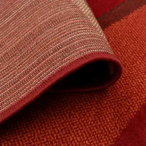 Warm Red Terracotta Wave Living Room Runner Rug 60x240cm