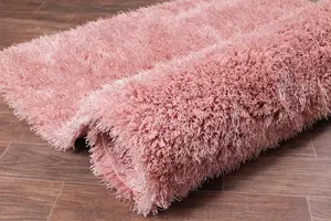 Blush Modern Plain Shaggy Sparkle Rug for Bedroom & Living Room-120cm X 170cm