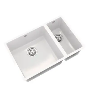 Liquida CM670GW 1.5 Bowl Comite Undermount / Inset Gloss White Kitchen Sink