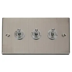 Stainless Steel 3 Gang 2 Way 10AX Toggle Light Switch - SE Home