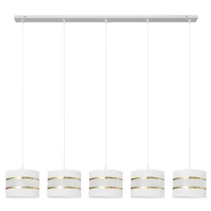 Luminosa Helen Straight Bar Pendant Ceiling Light White, Gold 115cm