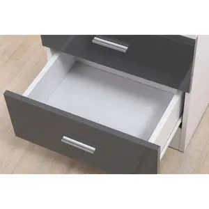 Eva 2 Drawer Bedside Table Matte White/Gloss Grey