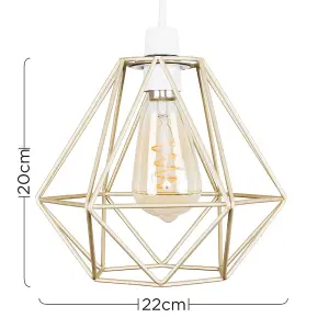 ValueLights Diablo Gold Ceiling Pendant Shade and E27 Pear LED 4W Warm White 2200K Bulb