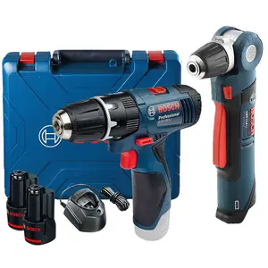 Bosch GSB 120-LI 12v Combi Hammer Drill 2 Speed + GWB 12V-10 Angle Drill 2x2ah