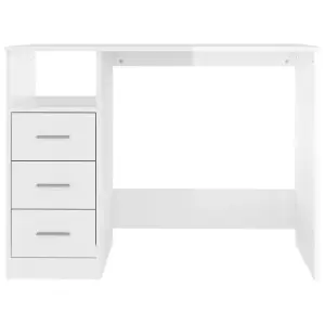 Berkfield Desk with Drawers High Gloss White 102x50x76 cm Engineered Wood