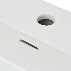 Berkfield Basin with Faucet Hole Ceramic White 76x42.5x14.5 cm