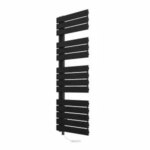 Rinse Bathrooms Designer Flat Panel Electric Heated Towel Rail Radiator Bathroom Ladder Radiators Prefilled Black 1380x500mm