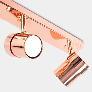 ValueLights Rosie Modern 4 Way Polished Copper Effect Straight Bar Ceiling Spotlight