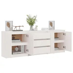 Berkfield Side Cabinet White 180x36x65 cm Solid Pinewood