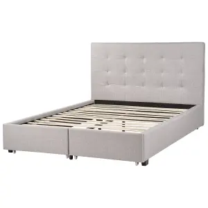 Fabric EU Double Size Bed with Storage Light Grey LA ROCHELLE