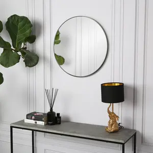 Sasheer - Round Framed Wall Mounted Mirror Black / 80cm H x 80cm W