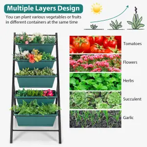 Costway 5-Tier Vertical Raised Garden Bed Freestanding Garden Planter with 5 Container Boxes