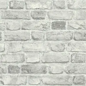 Grandeco Vintage House Brick Grey Wallpaper A28903