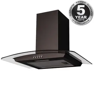 SIA CGH60BL 60cm Black Curved Glass Chimney Cooker Hood Kitchen Extractor Fan