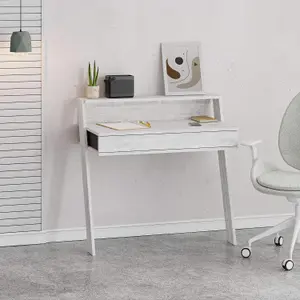 FWStyle 1 Drawer 1 Shelf Home Office Wall Mounted Study Desk Ancient White