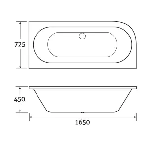 Eugene Right Hand White Super-Strong Acrylic Double Ended Straight Bath (L)1650mm (W)725mm