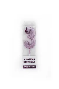 Shatchi Number Candle Pink 3 Candle Birthday Anniversary Party Cake Decorations Topper