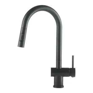 Single Handle High Arc Pull Out Kitchen Taps Kitchen Sink Mixer Tap in Matte Black