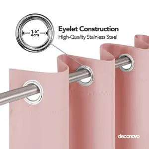 Deconovo Eyelet Curtains Energy Saving Curtains Thermal Insulated Curtains Blackout Curtains W52 x L45 Inch Coral Pink Two Panels