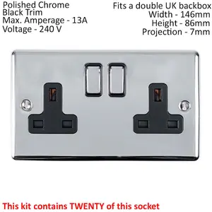 CHROME House Socket & Switch Set -14x Light & 26x Switched UK Power Sockets