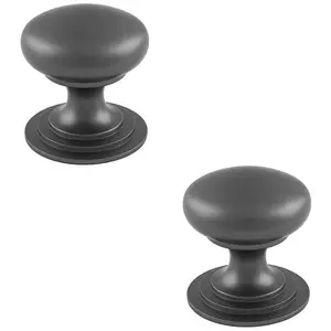 2 PACK - Victorian Tiered Door Knob - 32mm Anthracite Grey Cabinet Pull Handle Round Rose