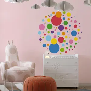 Walplus Combo Kids Wall Sticker - Happy Circles Primary Colours - 178pcs PVC