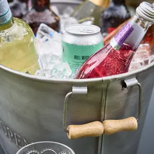 Brushed Silver 'Bar' Celebration Party Champagne Wine Ice Bucket with Handles Gifts Ideas